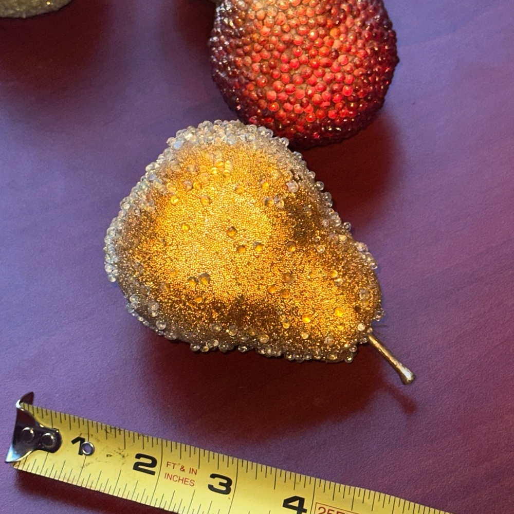 Apples Pears Beaded Sugar Frosted Fruit Decor - Picture 7 of 9